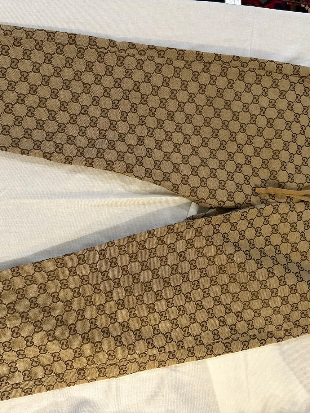 Gucci Beige Monogram Elastic Waist Pants